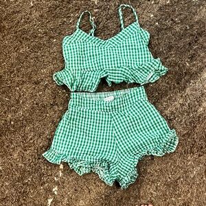 Altar’d state green gingham short crop set.